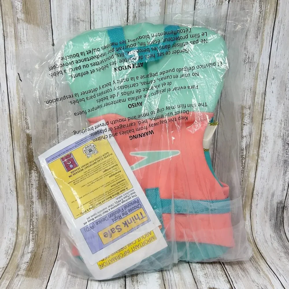 Speedo Infant Life Vest Teal/Coral Up to 30 lbs U.S. Coast Guard approved - New!